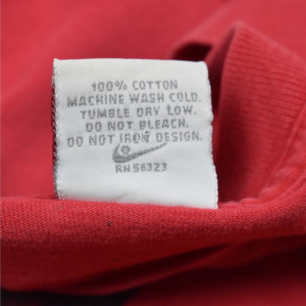 90s Vintage Nike Air Shirt Men's Large Red Cotton Knit Thrashed Faded Grunge USA - Picture 8 of 12